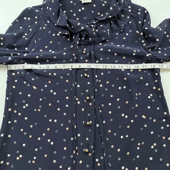 Kate Spade Silk Polka Dot Button Front Top Size 8 Feminine Ruffle Career Work - Picture 9 of 10
